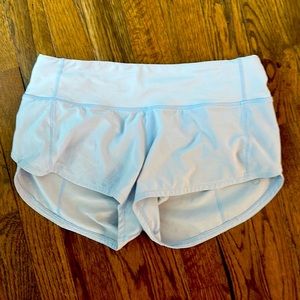 Powder blue lululemon speed up shorts size 2
